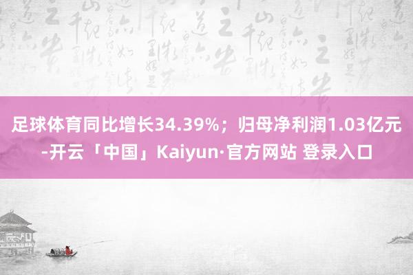 足球体育同比增长34.39%；归母净利润1.03亿元-开云「中国」Kaiyun·官方网站 登录入口