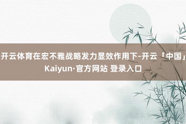 开云体育在宏不雅战略发力显效作用下-开云「中国」Kaiyun·官方网站 登录入口