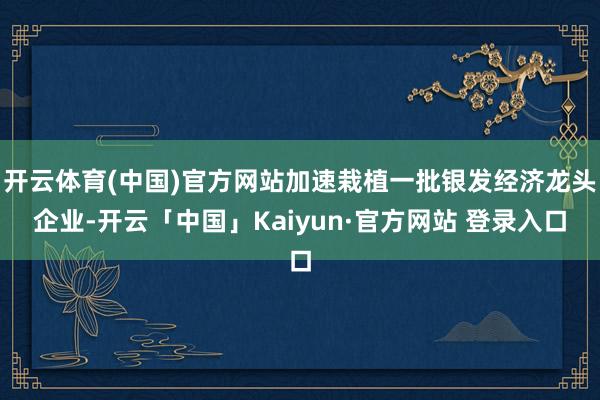 开云体育(中国)官方网站加速栽植一批银发经济龙头企业-开云「中国」Kaiyun·官方网站 登录入口