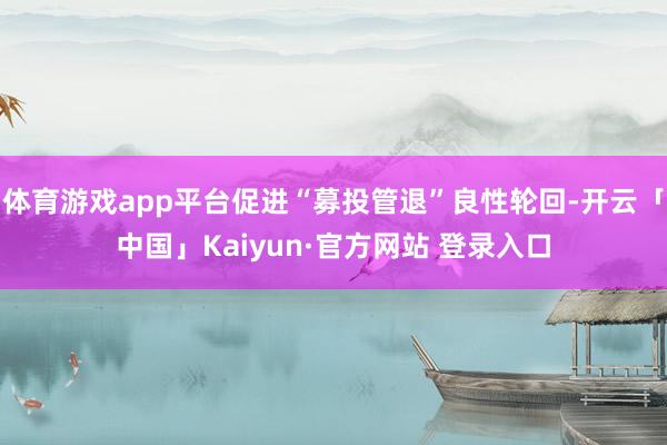 体育游戏app平台促进“募投管退”良性轮回-开云「中国」Kaiyun·官方网站 登录入口