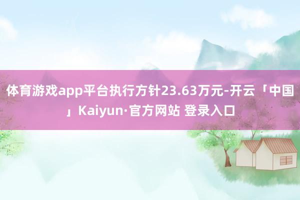 体育游戏app平台执行方针23.63万元-开云「中国」Kaiyun·官方网站 登录入口