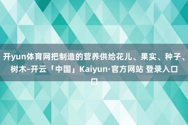 开yun体育网把制造的营养供给花儿、果实、种子、树木-开云「中国」Kaiyun·官方网站 登录入口